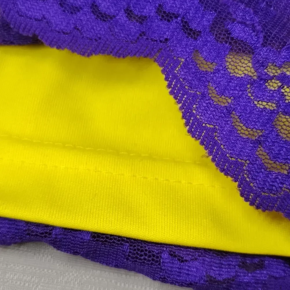 Vtg 90s Victoria Secret Moda Int Lace Midi Skirt Small Yellow Purple USA Sz2 USA